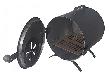 Övriga 3 Eldstad, rökkamin, kamin för rökskåp, med handtag, bärbart, cylindriskt, metall