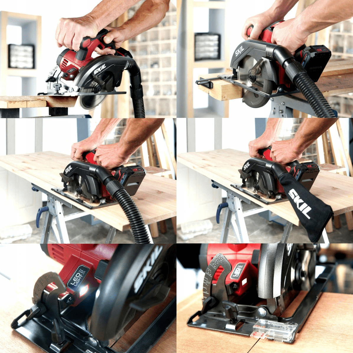 Elsåg, cirkelsåg 20V 4, 0Ah 4500rpm 54 mm skärdjup, 165 mm skivor, snabbladdare, SKIL - 18