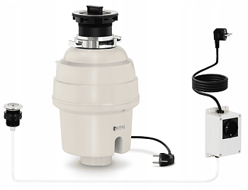 ROYAL CATERING Avfallskvarn 1L 375W, 2600rpm, 22 x 38 cm, pneumatiskt strömbrytare, beige