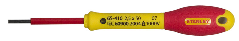 Stanley Skruvmejsel för elektriker, platt, FATMAX, FM SD, isolerad, Soft Grip, Stanely, 2, 5 x 50 mm