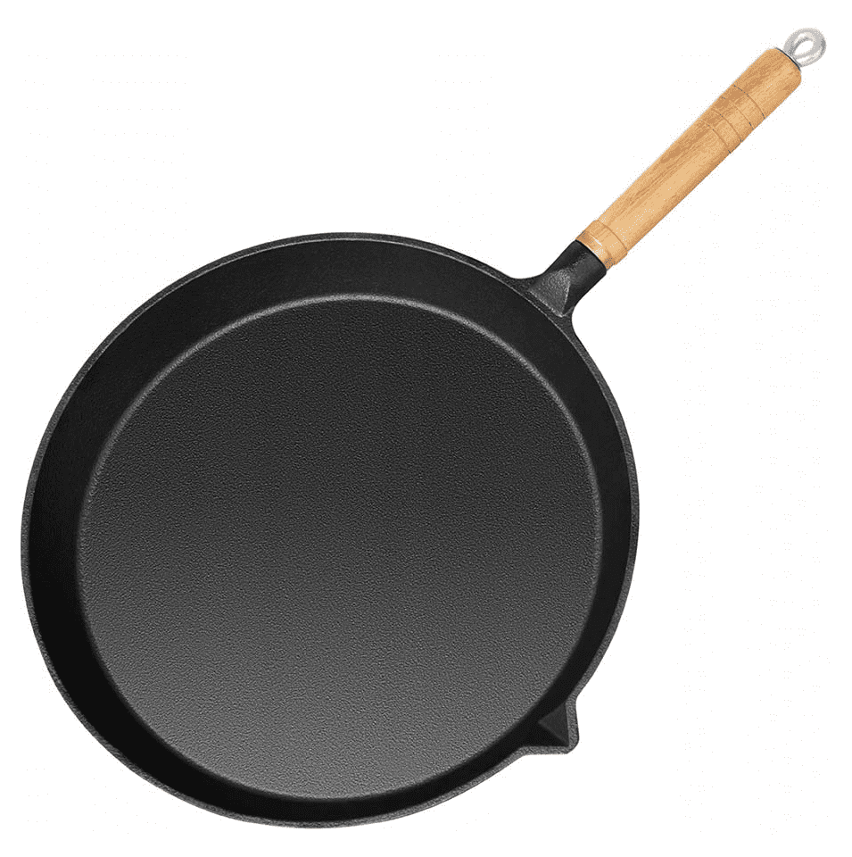 ROYAL CATERING Gjutjärns stekpanna 30 cm, trähandtag, 5 cm hög - 4