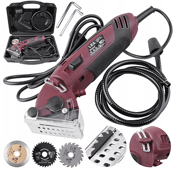 Minsåg, cirkelsåg 400W elsåg, 230v, 3400rpm, 12 mm skärdjup, 54.8 x 11.1 mm sågskivor, LEX