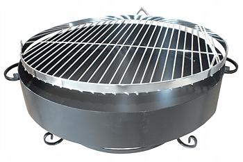 Grill, handgjord elegant svänggrill av hög kvalitet, eldstad 60 cm, ihopfällbar trebensstativ 190 cm
