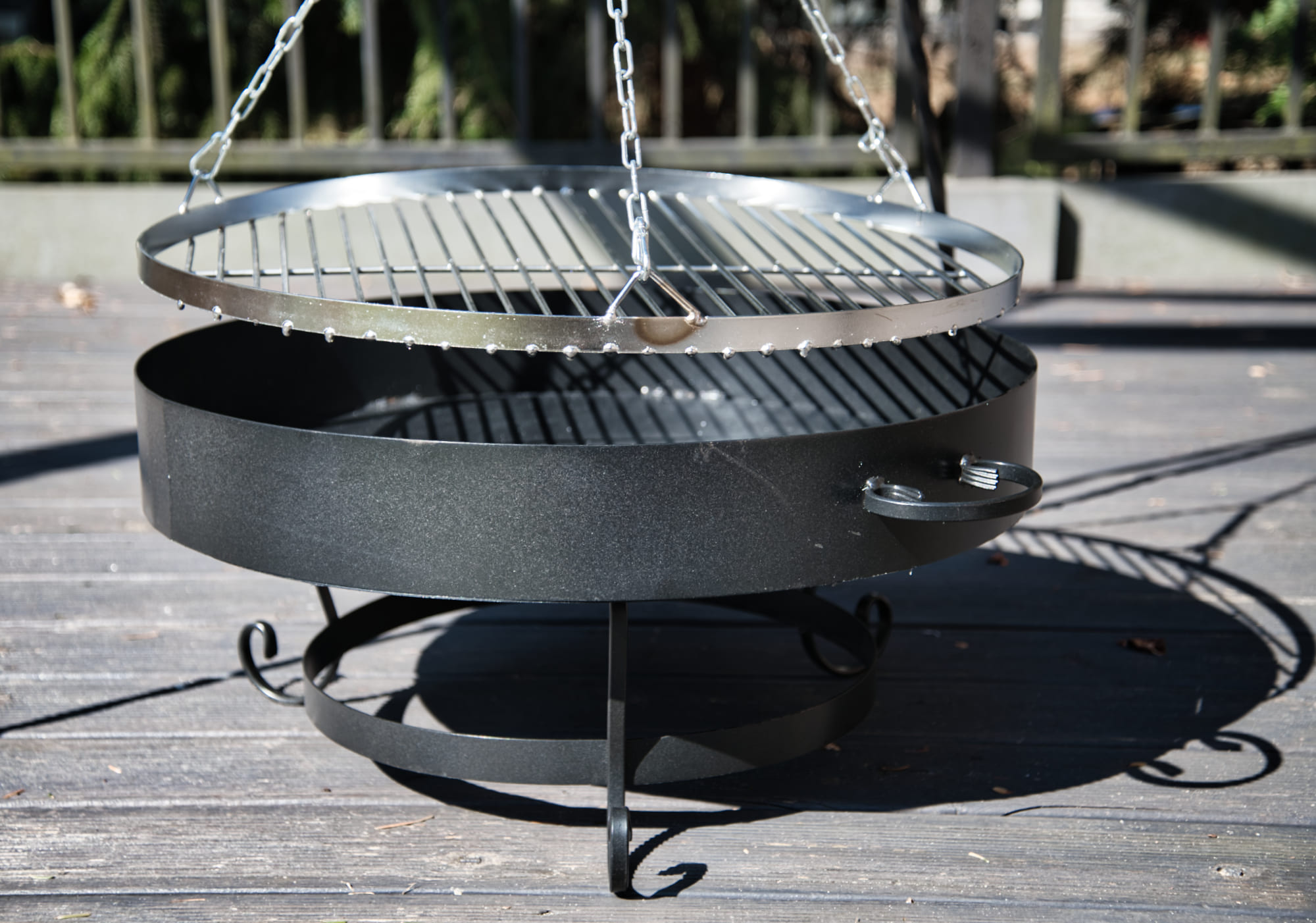 Grill, handgjord elegant svänggrill av hög kvalitet, eldstad 60 cm, ihopfällbar trebensstativ 190 cm - 12