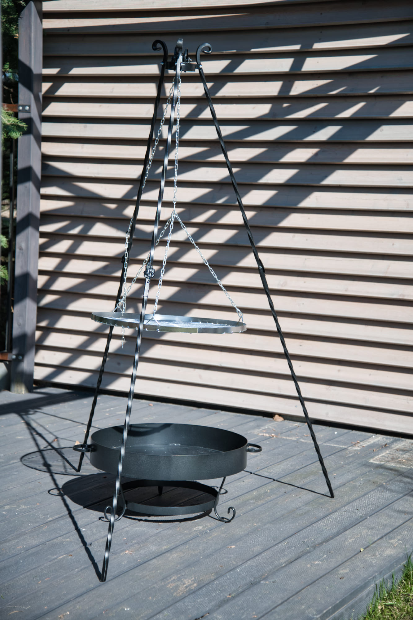 Grill, handgjord elegant svänggrill av hög kvalitet, eldstad 60 cm, ihopfällbar trebensstativ 190 cm - 7