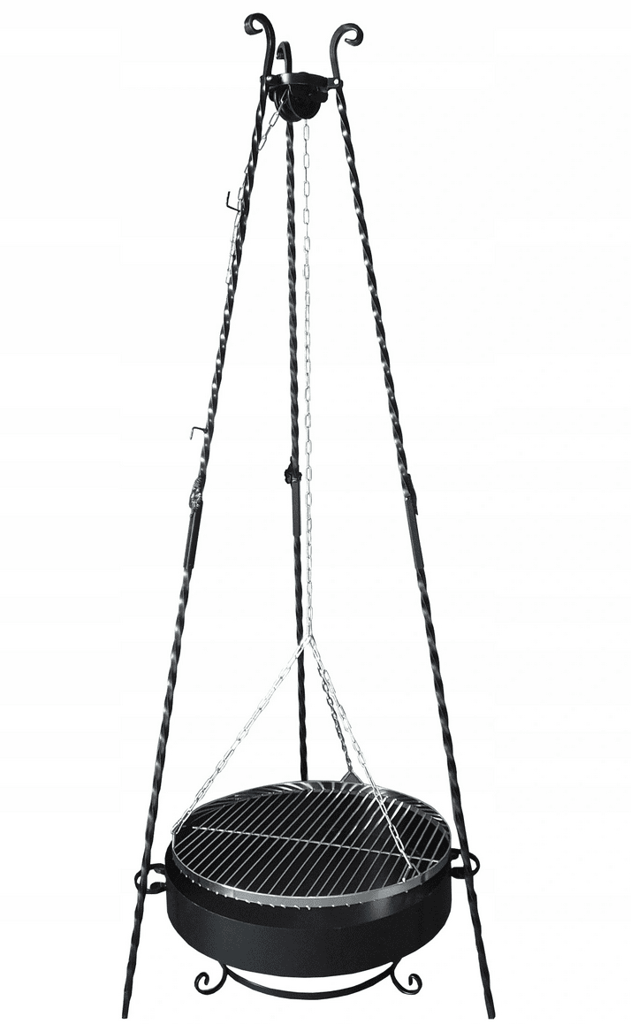 Grill, handgjord elegant svänggrill av hög kvalitet, eldstad 60 cm, ihopfällbar trebensstativ 190 cm - 10
