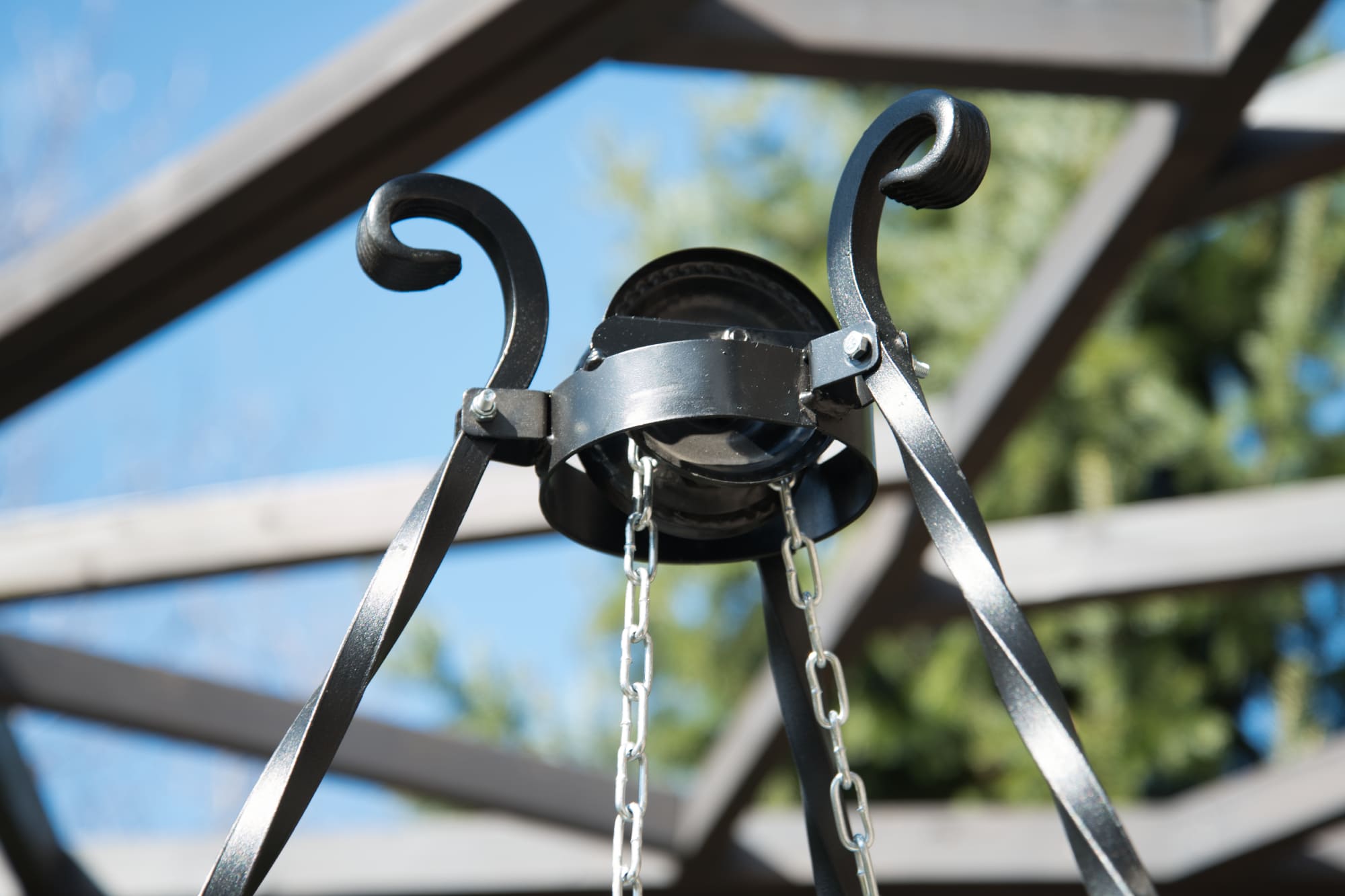 Grill, handgjord elegant svänggrill av hög kvalitet, eldstad 60 cm, ihopfällbar trebensstativ 190 cm - 6
