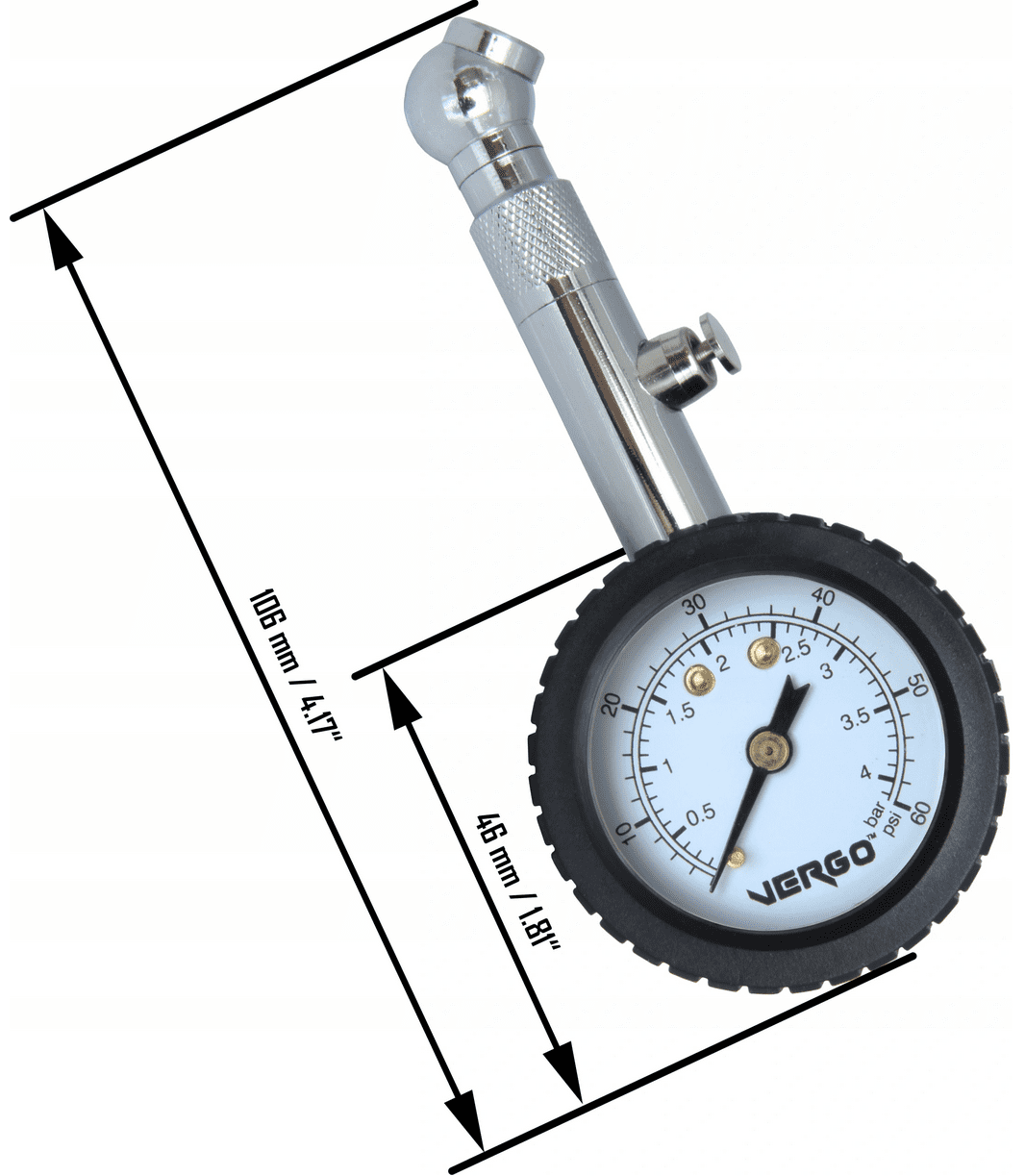 Däckstryckmätare 4bar, 60PSI, 38 mm, analog lufttrycksmätare för bildäck i metall, bra nogrannhet - 3