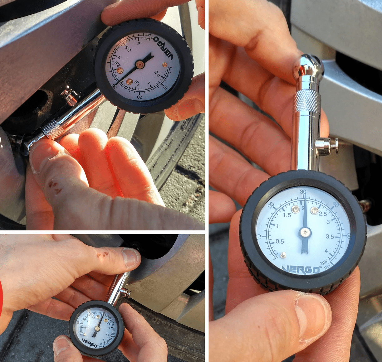 Däckstryckmätare 4bar, 60PSI, 38 mm, analog lufttrycksmätare för bildäck i metall, bra nogrannhet - 2
