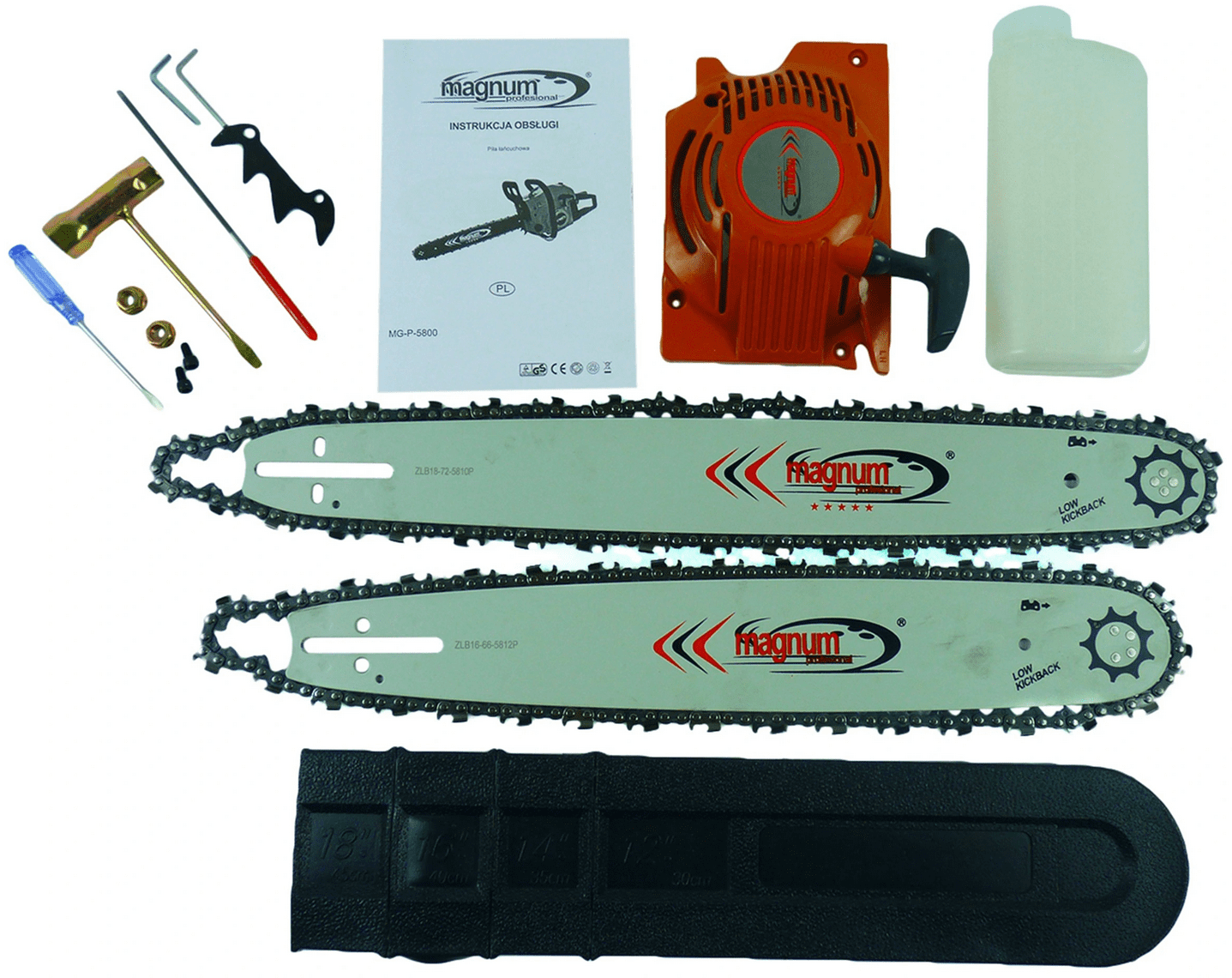 Kedjesåg, motorsåg bensindriven 40-45 cm, 5.2hk 58 cm³ inkl. tillbehör, Magnum - 3