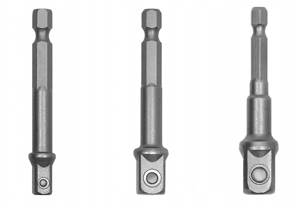 Hylsadapter 3st 1/4 till 3/8 och 1/2, adapter för hylsor, 73 mm lång - 4