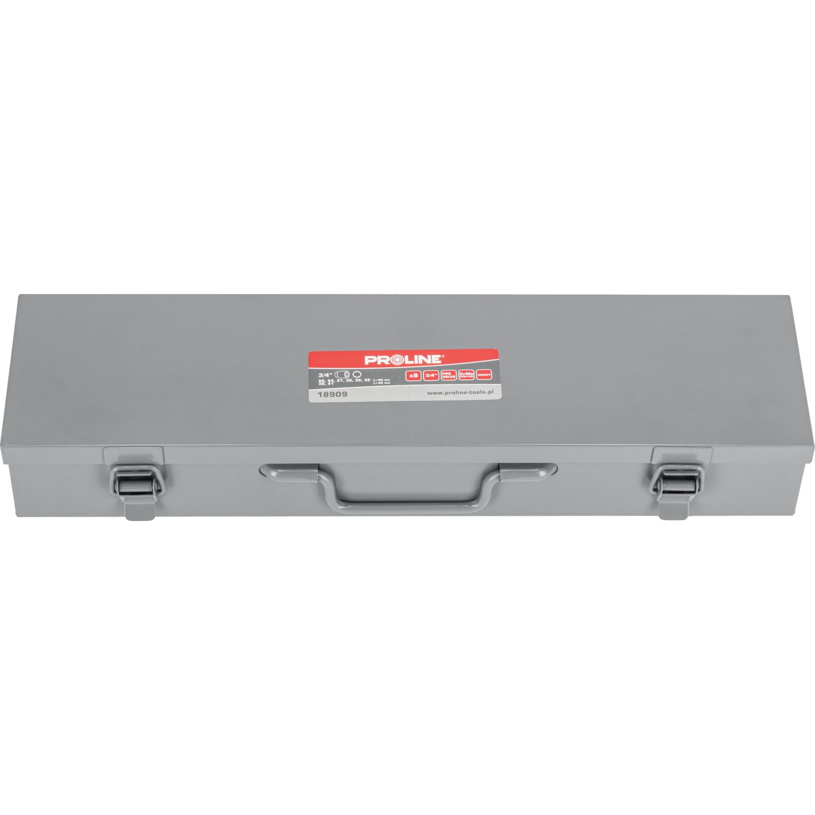 PROLINE TOOLS Krafthylssats 8st. 9 cm långa (slaghylsor) 3/422-41 mm i metallåda CRV-MO, Proline - 2