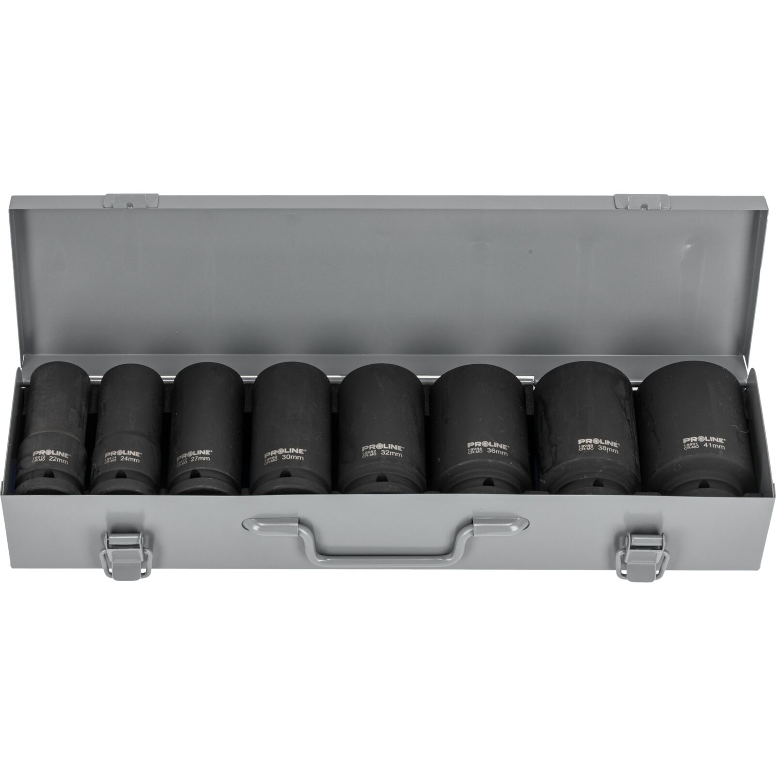 PROLINE TOOLS Krafthylssats 8st. 9 cm långa (slaghylsor) 3/422-41 mm i metallåda CRV-MO, Proline - 4