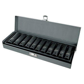 PROLINE TOOLS Krafthylssats 8st. 9 cm långa (slaghylsor) 3/422-41 mm i metallåda CRV-MO, Proline