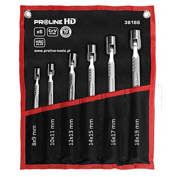 PROLINE TOOLS HD Ledhylsnyckelsats 6 Delar 8 x 9–18 x 19 mm Kromvanadium, Proline-HD
