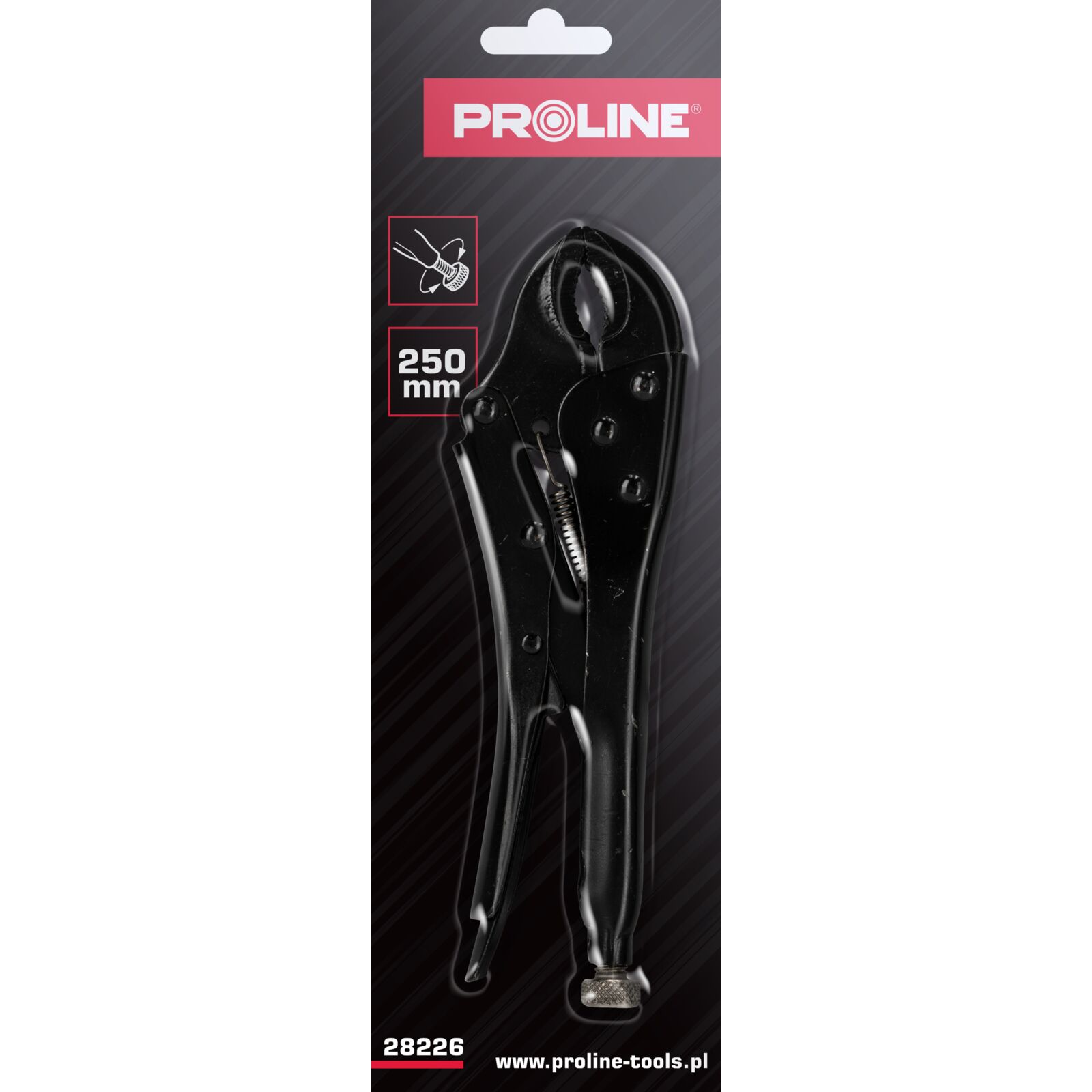 PROLINE TOOLS Låstång 250 mm, Rundkäftar, Svart, Nickelförzinkad Justeringsskruv, Proline - 7