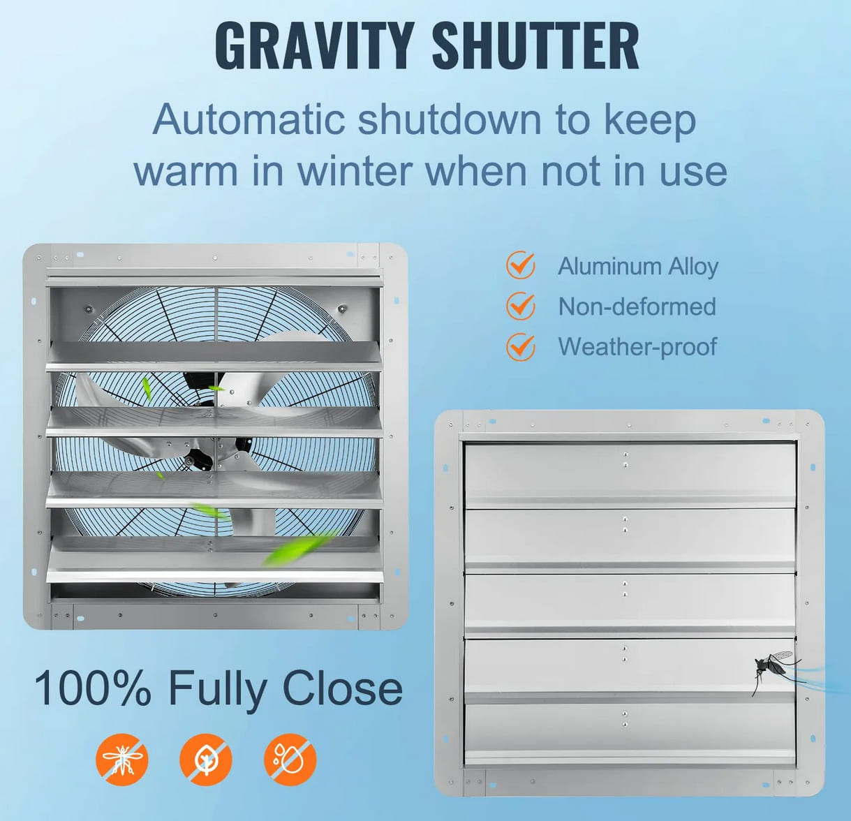 Övriga4 Industriell Väggfläkt Utsugsfläkt 610mm Aluminium 4800m³/h 1400 Varv 115W EF-24-AC2, Vevor - 5
