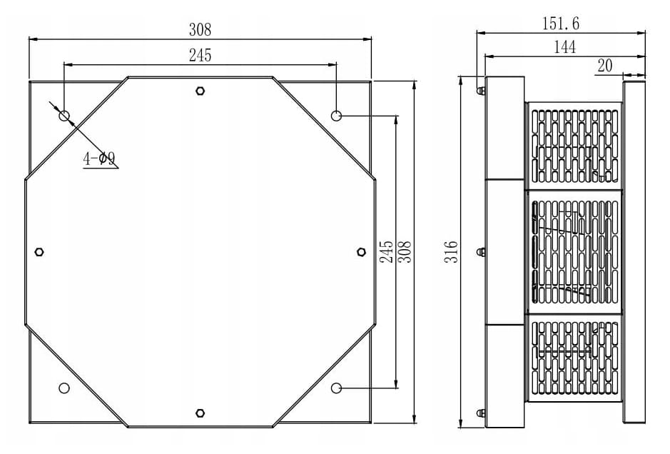 Takfläkt Industriell Utsug EC-Motor Rostfri 780m³/h 83W 190mm REF 190/800 EC, Eberg - 5