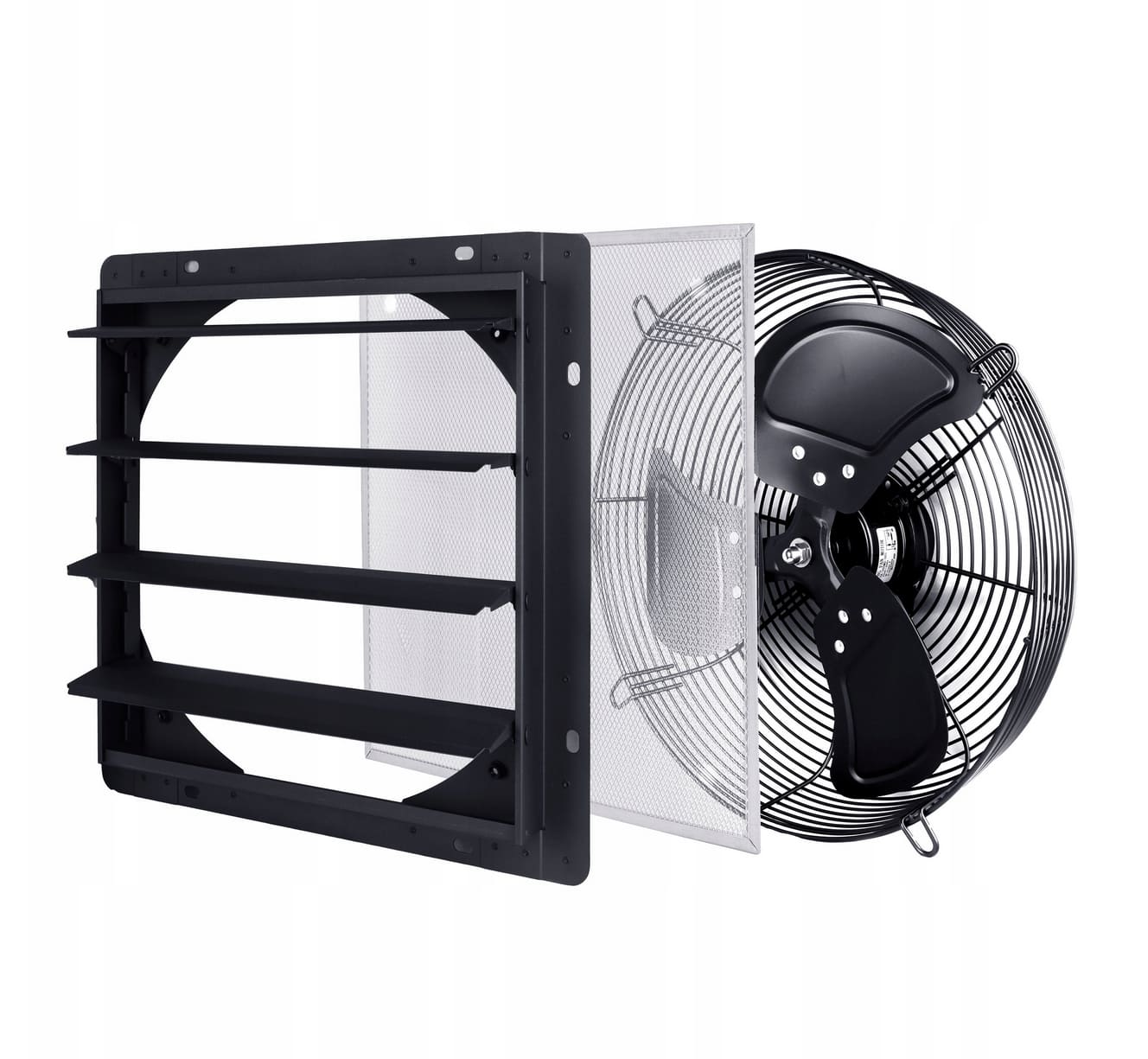 Axialfläkt Väggmonterad Utsug 400mm 2020m³/h Aluminium med Jalusi och Varvtalsregulator, Eberg - 10