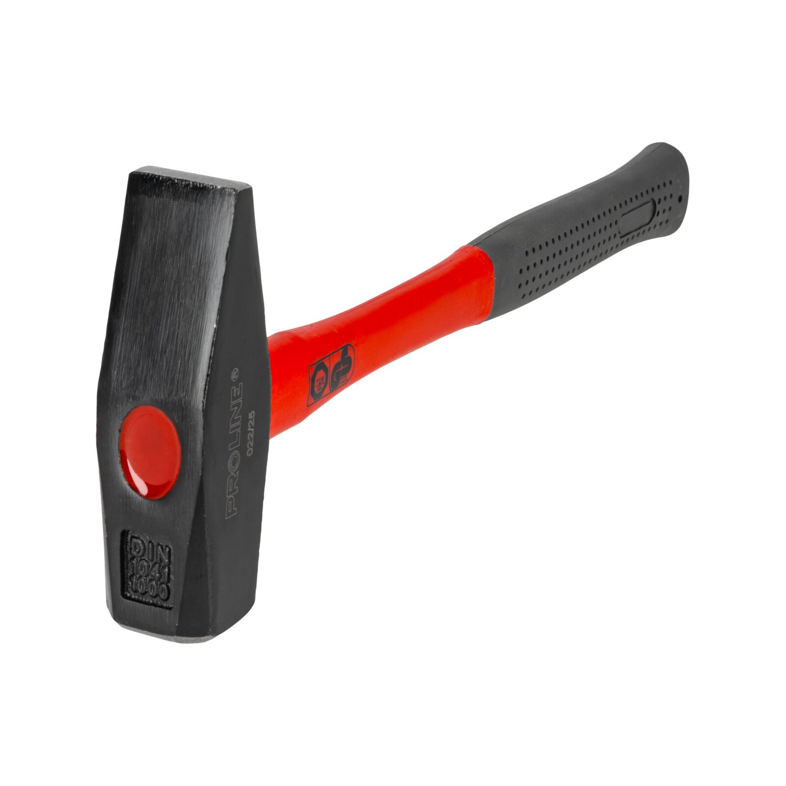 PROLINE TOOLS Maskinistklubba 1000g, Enligt DIN 1040, GS Certifikat, Smidd Huvud Stämplad med Vikt och DIN1040, Fiberglas Handtag Belagt med Gul Plast, Gummiskydd Svart, Huvud Målat Svart Matt, Proline - 3