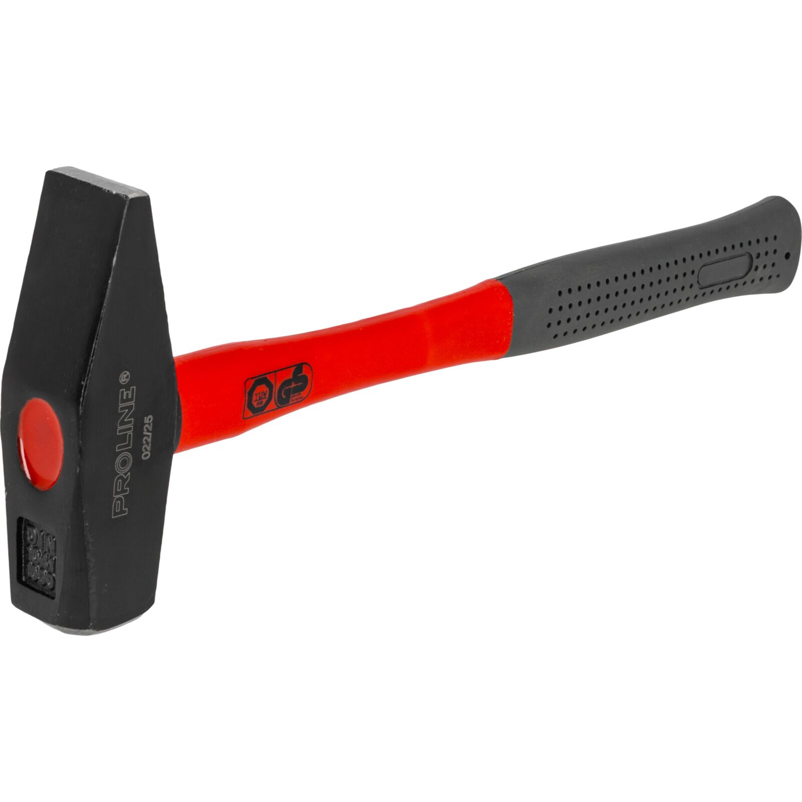 PROLINE TOOLS Maskinistklubba 1000g, Enligt DIN 1040, GS Certifikat, Smidd Huvud Stämplad med Vikt och DIN1040, Fiberglas Handtag Belagt med Gul Plast, Gummiskydd Svart, Huvud Målat Svart Matt, Proline - 4
