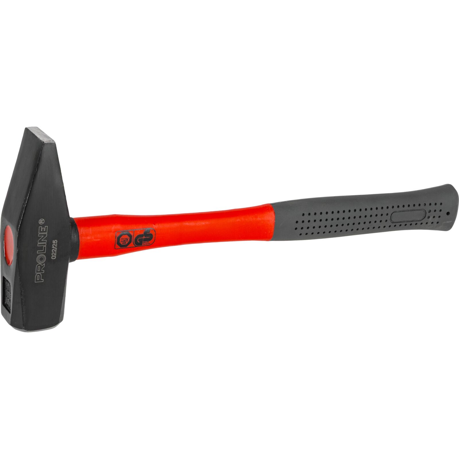PROLINE TOOLS Maskinistklubba 1000g, Enligt DIN 1040, GS Certifikat, Smidd Huvud Stämplad med Vikt och DIN1040, Fiberglas Handtag Belagt med Gul Plast, Gummiskydd Svart, Huvud Målat Svart Matt, Proline - 2