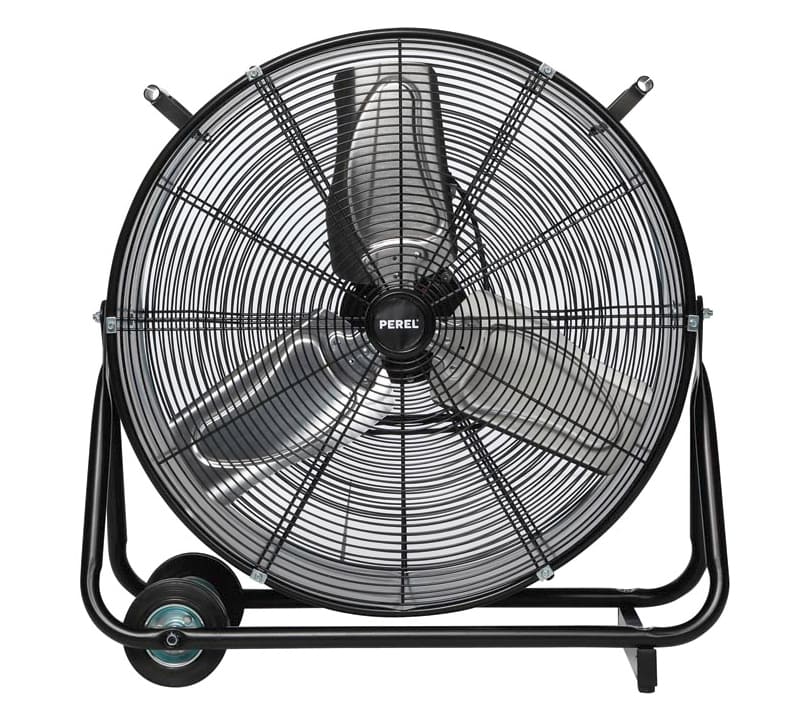 Kraftfull industrifläkt 75 cm (30) 315W, trumfläkt golvmodell med hjul, svart pulverlackad, 10160 m³/h, Perel - 3
