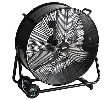 Kraftfull industrifläkt 75 cm (30) 315W, trumfläkt golvmodell med hjul, svart pulverlackad, 10160 m³/h, Perel