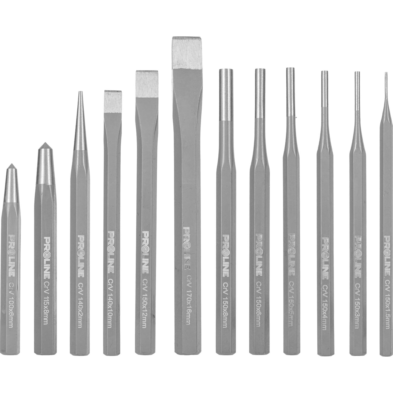 PROLINE TOOLS Slag- och Mejselsats 12 Delar, Proline - 5