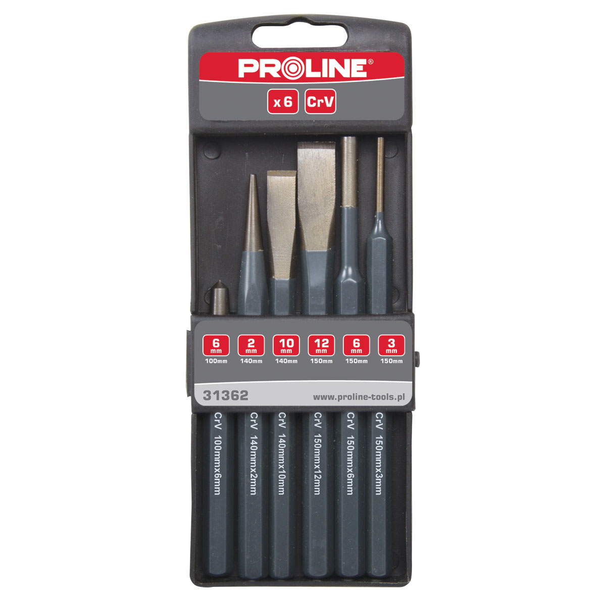 PROLINE TOOLS Slag- och Mejselsats 6 Delar, Proline