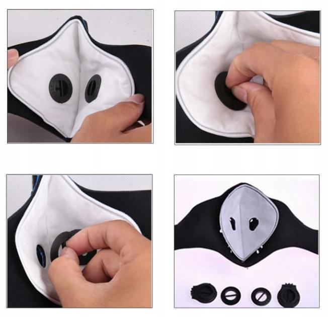 Övriga 3 Andningsskydd Sportmask Antismog Återanvändbar Neopren med 5 HEPA-filter, 2 Ventiler, Kardborreband - 8