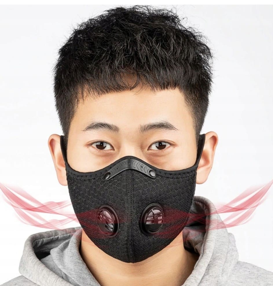 Övriga 3 Andningsskydd Sportmask Antismog Återanvändbar Neopren med 5 HEPA-filter, 2 Ventiler, Kardborreband - 4