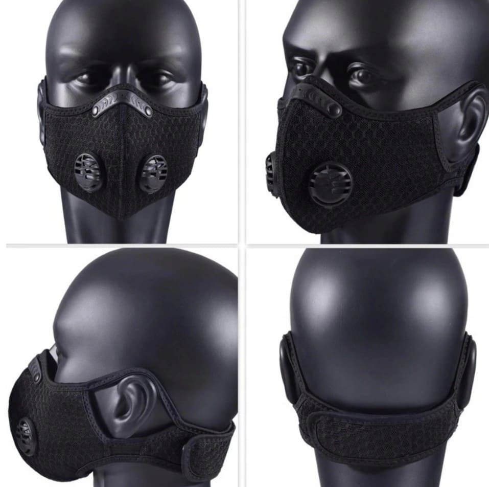 Övriga 3 Andningsskydd Sportmask Antismog Återanvändbar Neopren med 5 HEPA-filter, 2 Ventiler, Kardborreband - 5