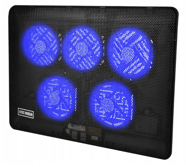 Laptop kylning, underlag med 5 kylfläktar, LED, 3 hastigheter, drivs via USB - ISO Trade - 4