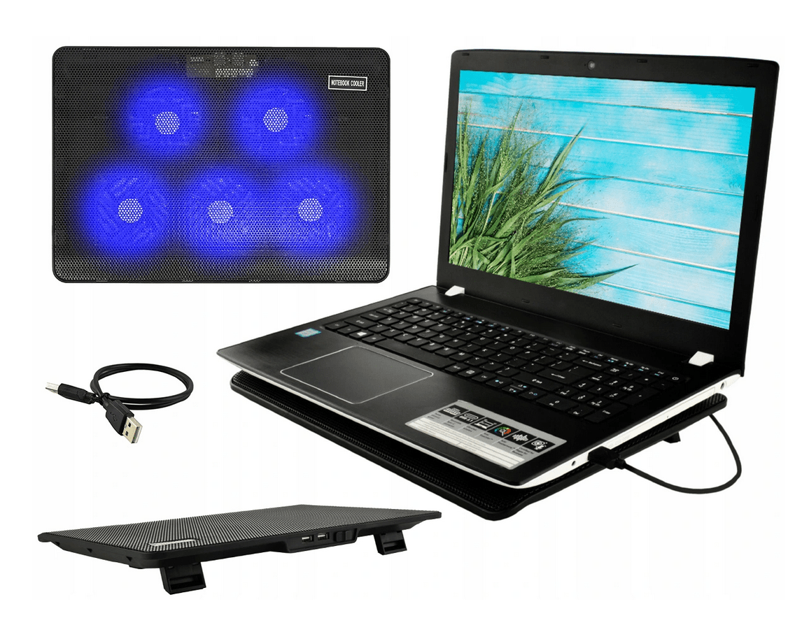 Laptop kylning, underlag med 5 kylfläktar, LED, 3 hastigheter, drivs via USB - ISO Trade - 2