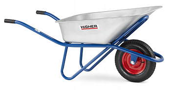 Trädgårdskärra 130L max 210 kg, skottkärra, byggkärra av bra kvalitet som klarar stor last, CE, Higher