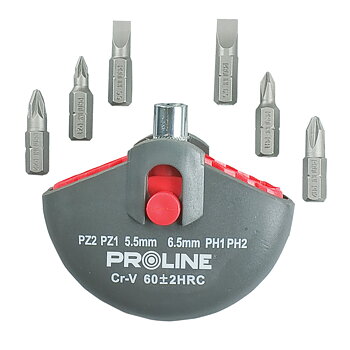 PROLINE TOOLS Bitset 7-delar 1, med Magnetiskt Handtag, Proline