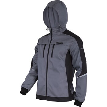 LahtiPro Arbetsjacka, munkjacka slim fit 98% bomull, huva, reflex, 5 fickor, grå, LAHTI PRO (Storlek : M)