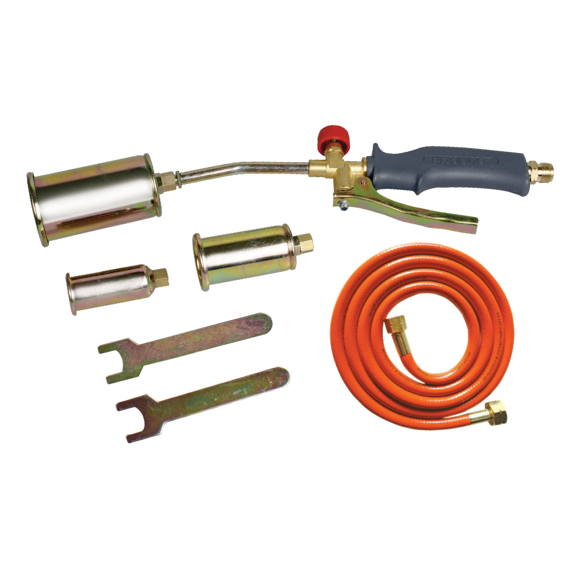 PROLINE TOOLS Lödbrännare med 25 mm, 35 mm, 50 mm munstycken och 2m slang, Proline