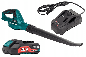 Lövblås batteridriven, 2st 20V 2Ah batterier, 190 km/h, 12000 RPM, NAC