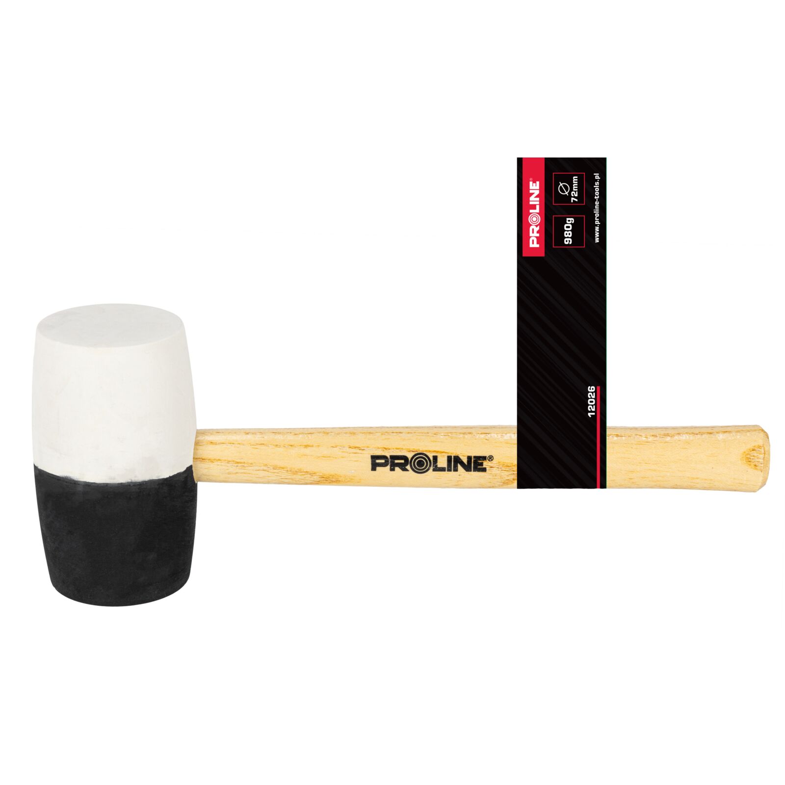 PROLINE TOOLS Gummihammare svart-röd 980g, trähandtag, Proline - 5