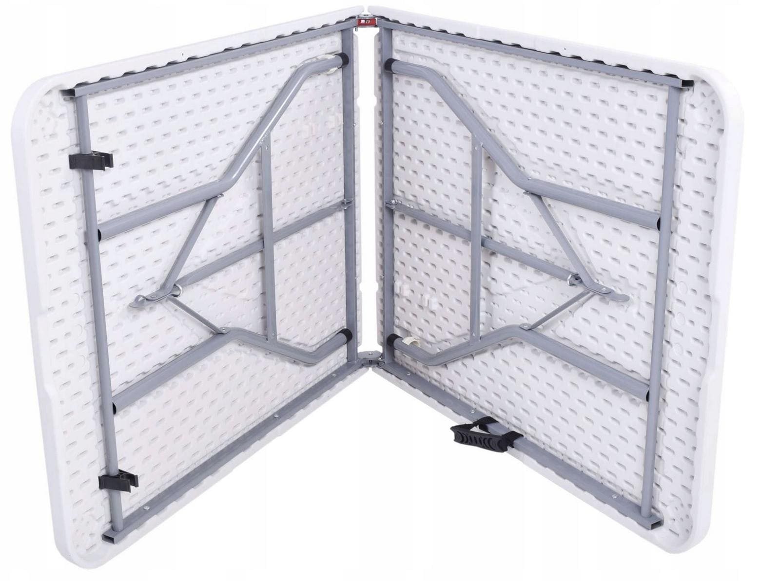 Campingbord 150 cm vit, hopfällbart bord, utställningsbord, trädgårdbord - 4