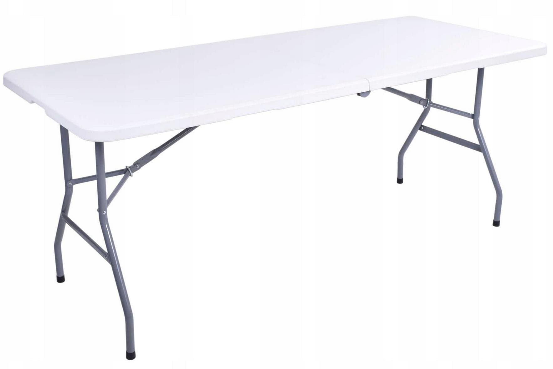 Campingbord 150 cm vit, hopfällbart bord, utställningsbord, trädgårdbord - 2