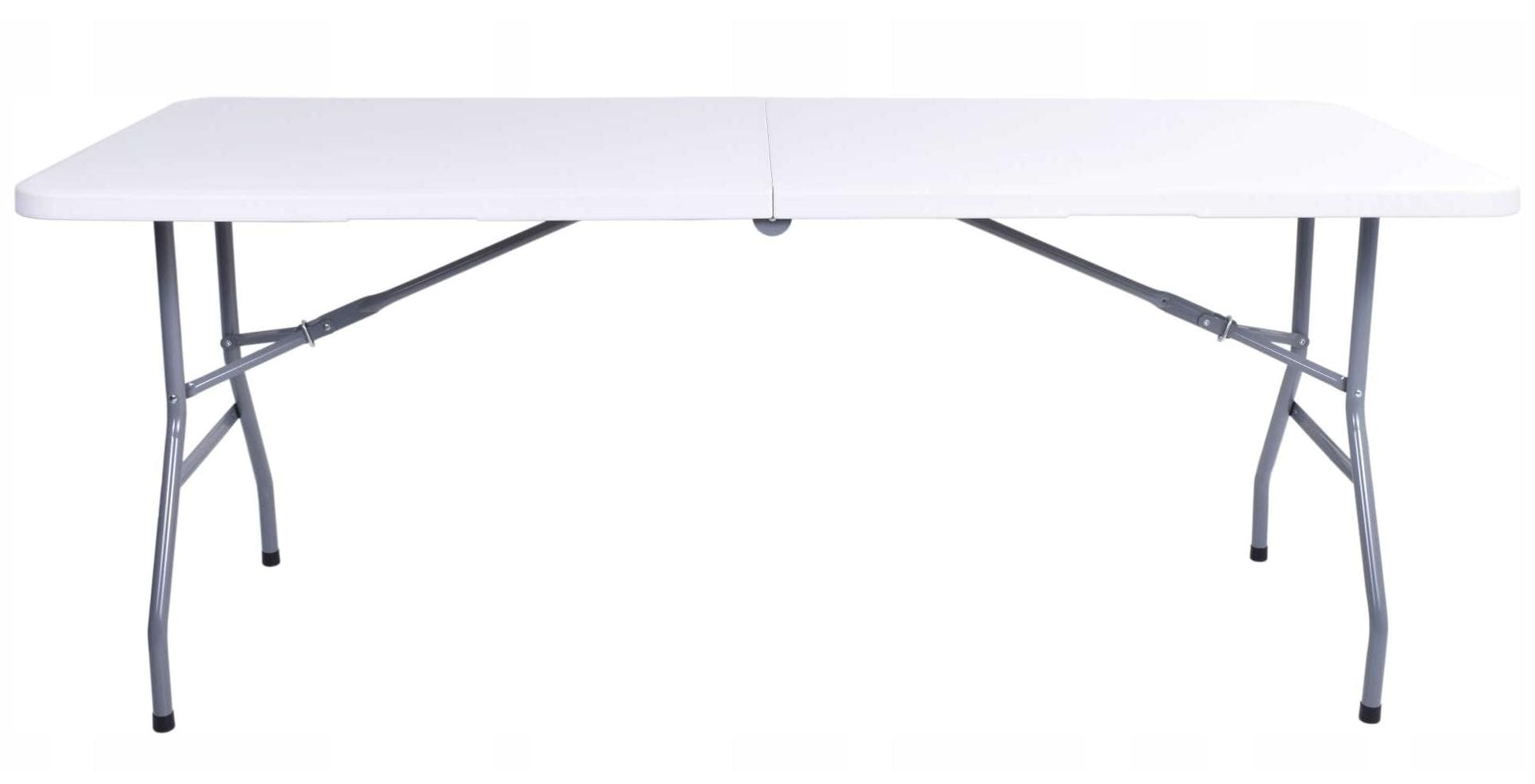 Campingbord 150 cm vit, hopfällbart bord, utställningsbord, trädgårdbord - 10