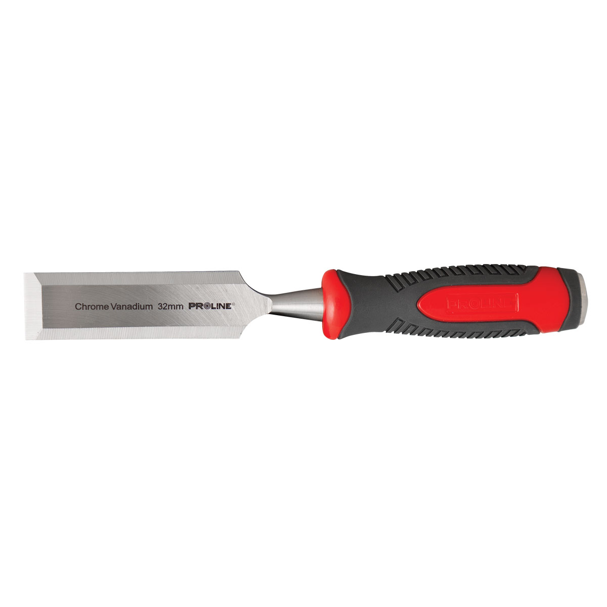 PROLINE TOOLS Stämjärn för trä 38 mm, Platt, Förstärkt, Chrome-Vanadium 60 HRC, Hantag av Kompositmaterial (TPR), Halkfri Yta, Proline
