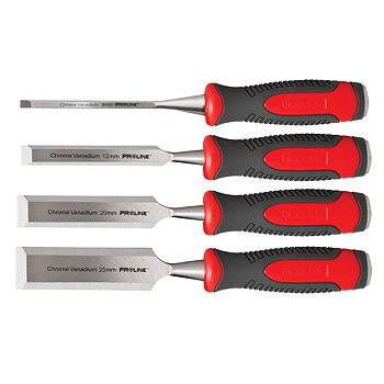 PROLINE TOOLS Stämjärnssats 4st, Platt, Förstärkt, Chrome-Vanadium 60 HRC, Hantag av Kompositmaterial (TPR), Halkfri Yta, 6 mm, 12 mm, 20 mm, 25 mm, Proline