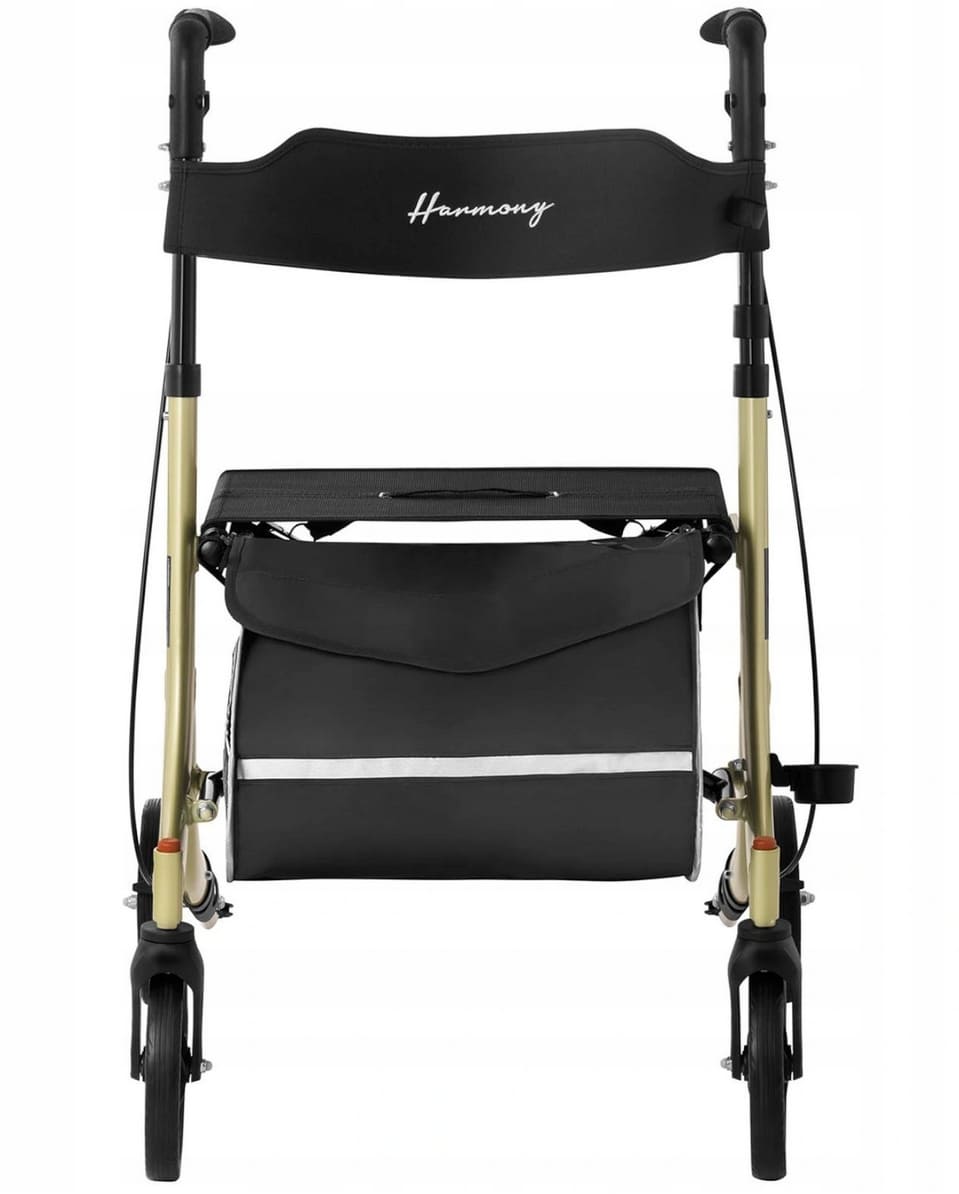 Rollator lättvikt, hopfällbar, bekväm sits, väska, max 136 kg, inom- och utomhusbruk, Uniprodo Harmony - 9