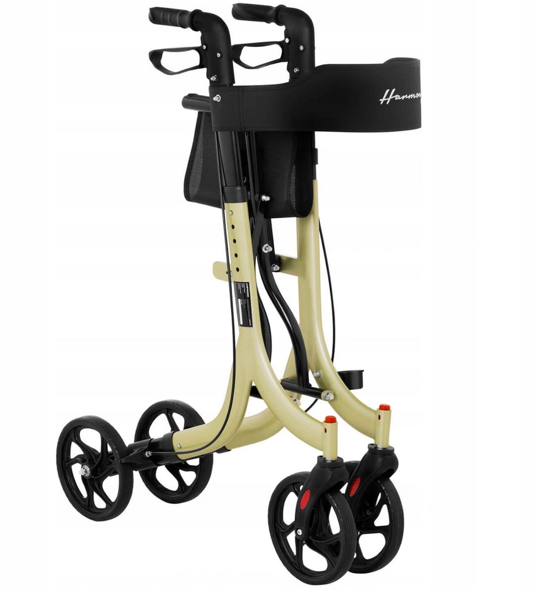 Rollator lättvikt, hopfällbar, bekväm sits, väska, max 136 kg, inom- och utomhusbruk, Uniprodo Harmony - 3