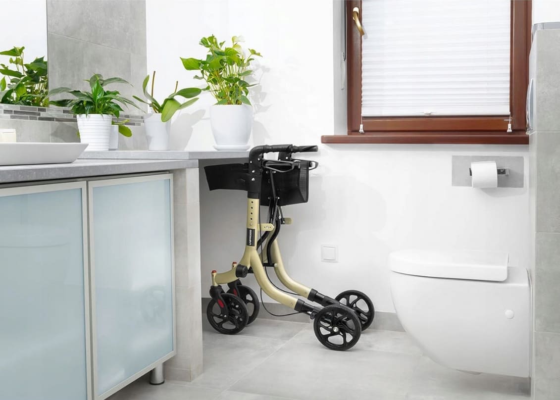 Rollator lättvikt, hopfällbar, bekväm sits, väska, max 136 kg, inom- och utomhusbruk, Uniprodo Harmony - 8