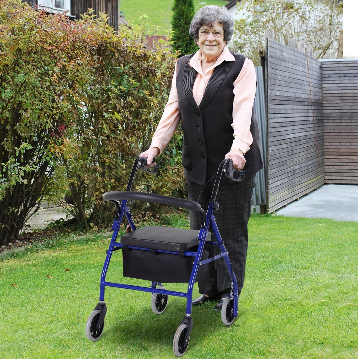 Övriga 3 Rollator lättvikt, sits, väska, max 120 kg, inom- och utomhusbruk, silver, Homcom - 4